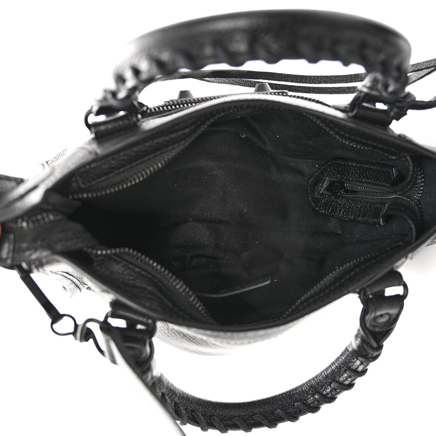 Shiny Goatskin Matte Black Metallic Edge Hardware Mini City Black