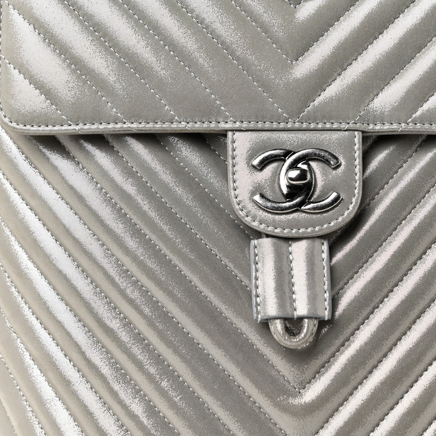 Chanel Iridescent Calfskin Chevron Quilted Small Urban Spirit Backpack Silver 8 of 13