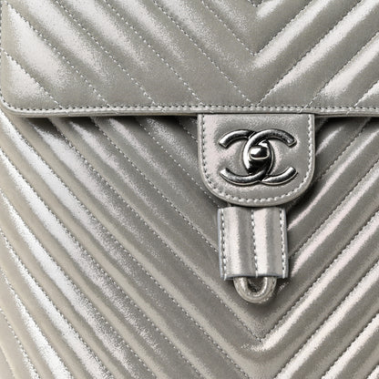 Chanel Iridescent Calfskin Chevron Quilted Small Urban Spirit Backpack Silver 8 of 13