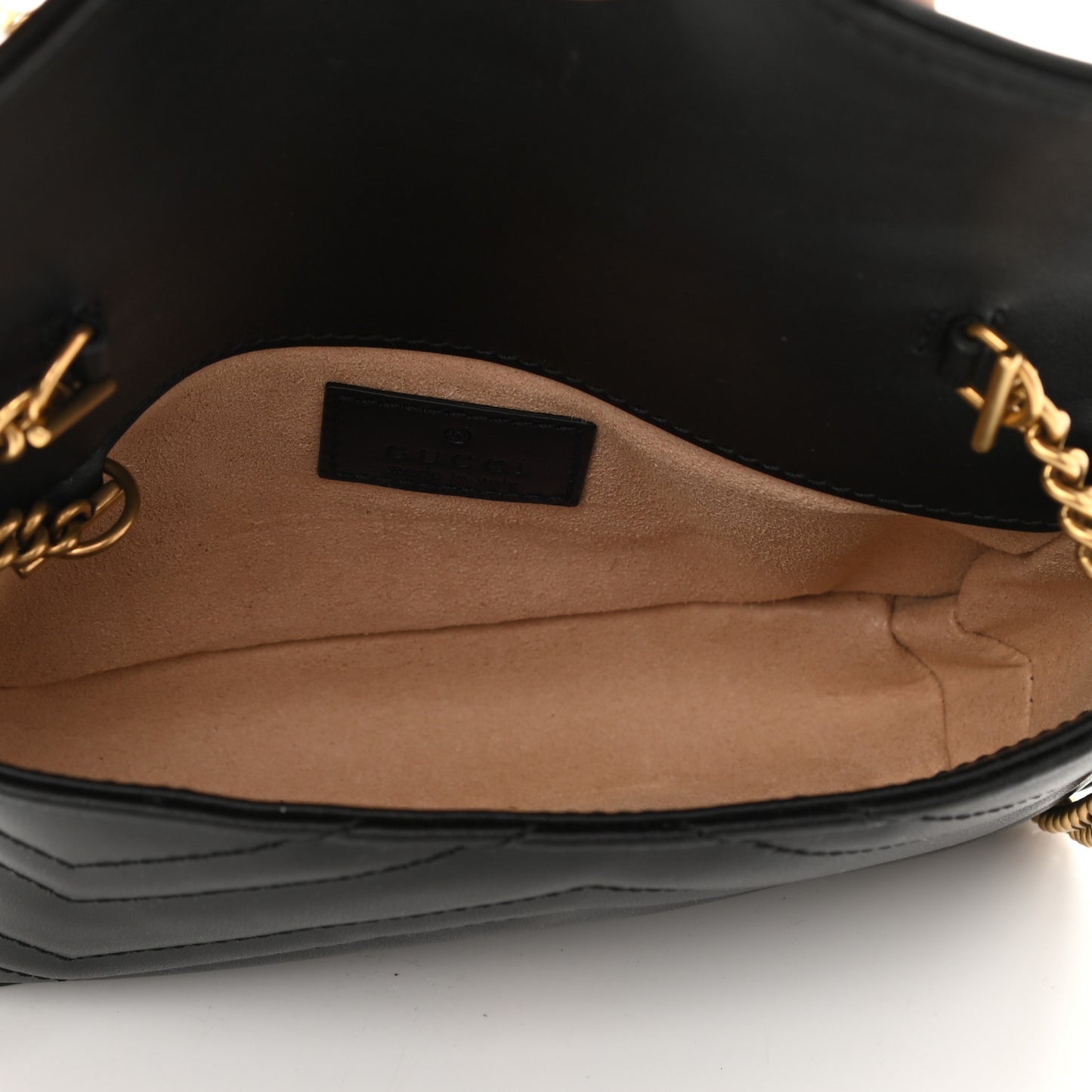 Calfskin Matelasse Super Mini GG Marmont Shoulder Bag Black