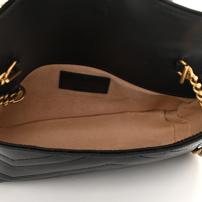 Gucci Calfskin Matelasse Super Mini GG Marmont Shoulder Bag Black 5 of 8