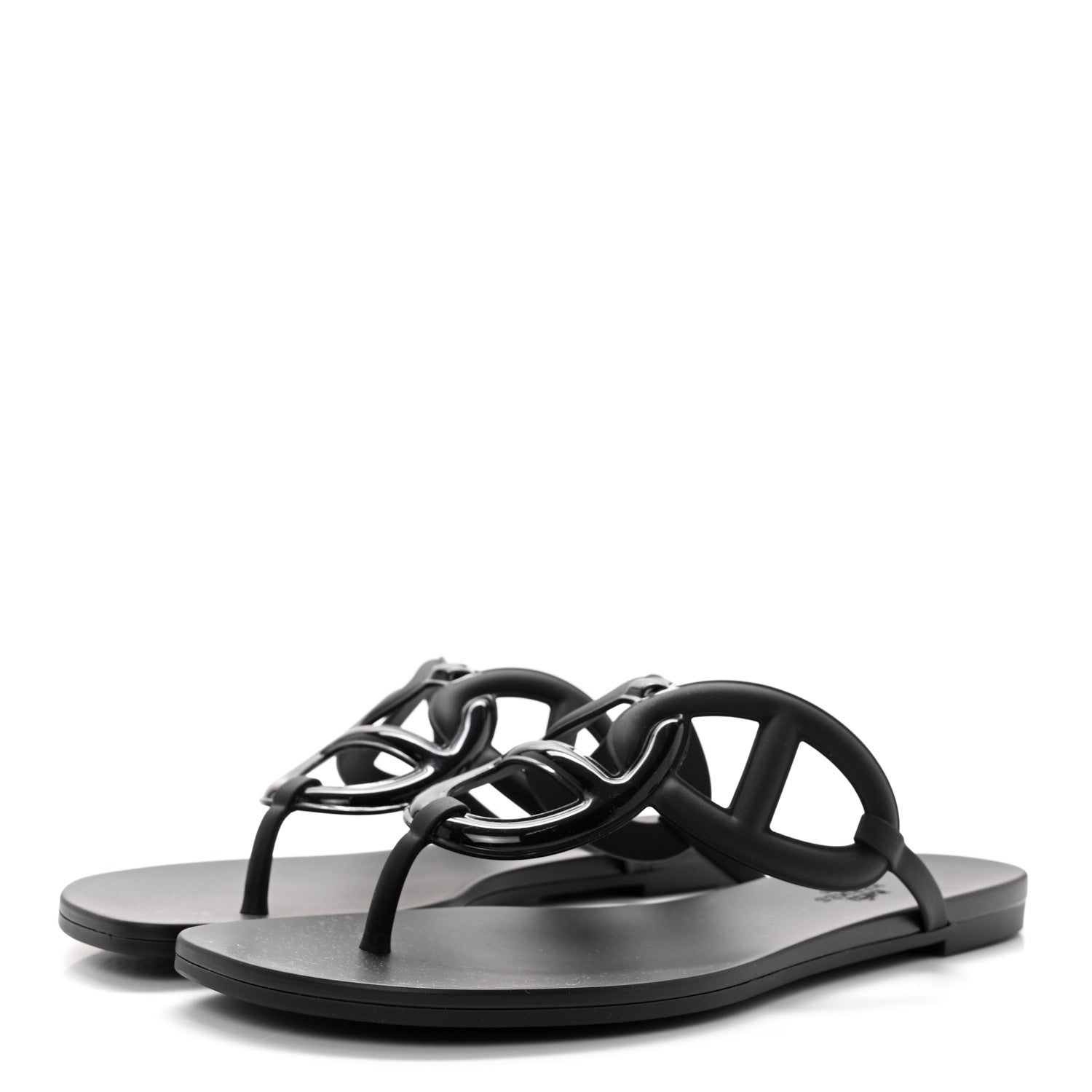Hermes Rubber Womens Egerie Sandals 41 Black 3 of 9