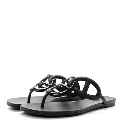 Hermes Rubber Womens Egerie Sandals 41 Black 3 of 9