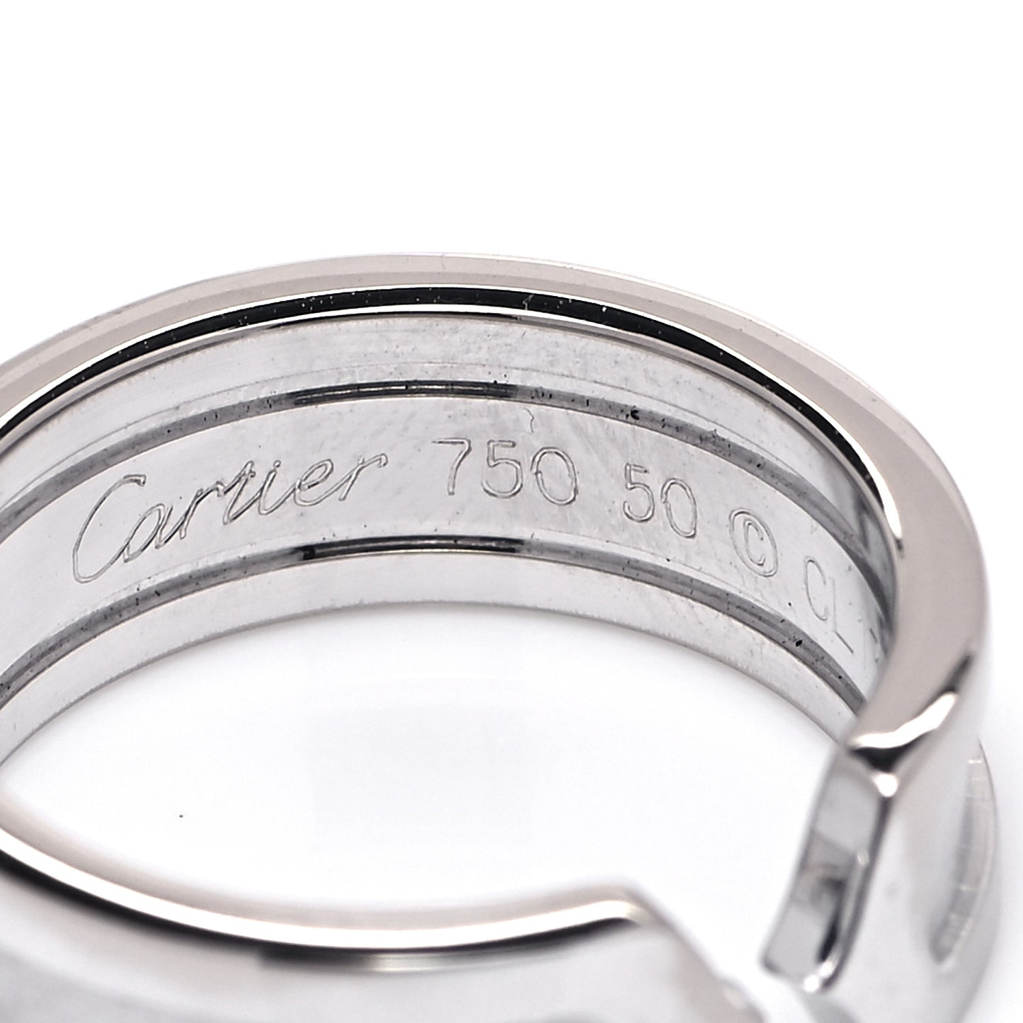 18K White Gold 6.5mm Logo De Cartier Ring 50 5.25