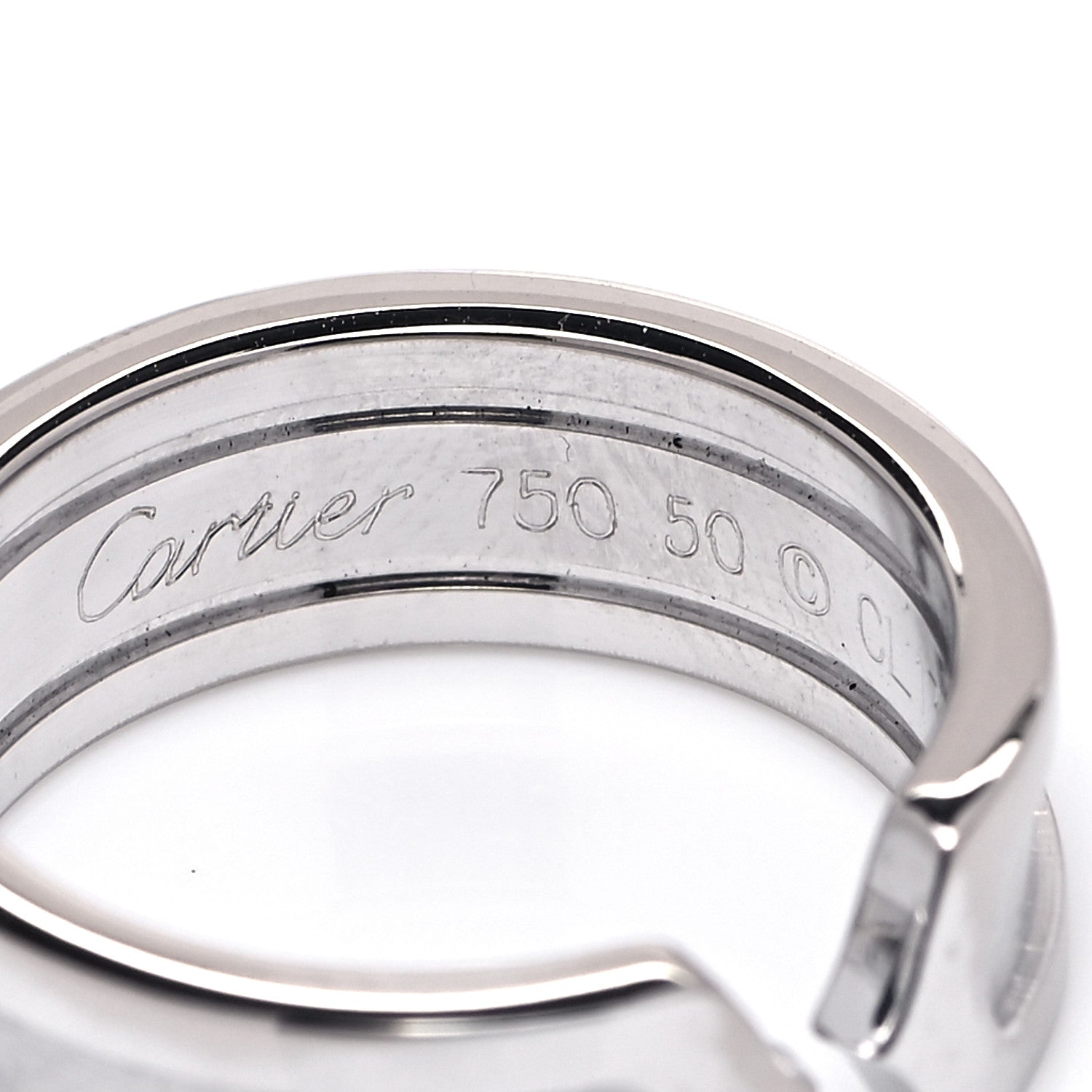 Cartier 18K White Gold 6.5mm Logo De Cartier Ring 50 5.25 4 of 5