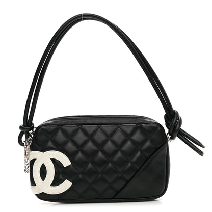 Chanel Calfskin Quilted Cambon Pochette Black White 1 of 10