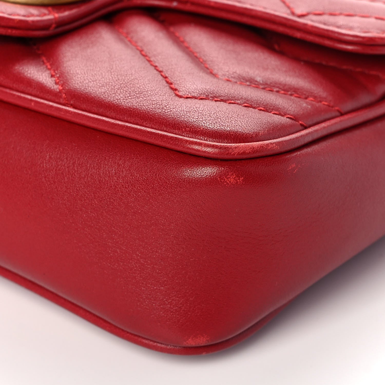 Gucci Calfskin Matelasse Super Mini GG Marmont Shoulder Bag Hibiscus Red 11 of 15