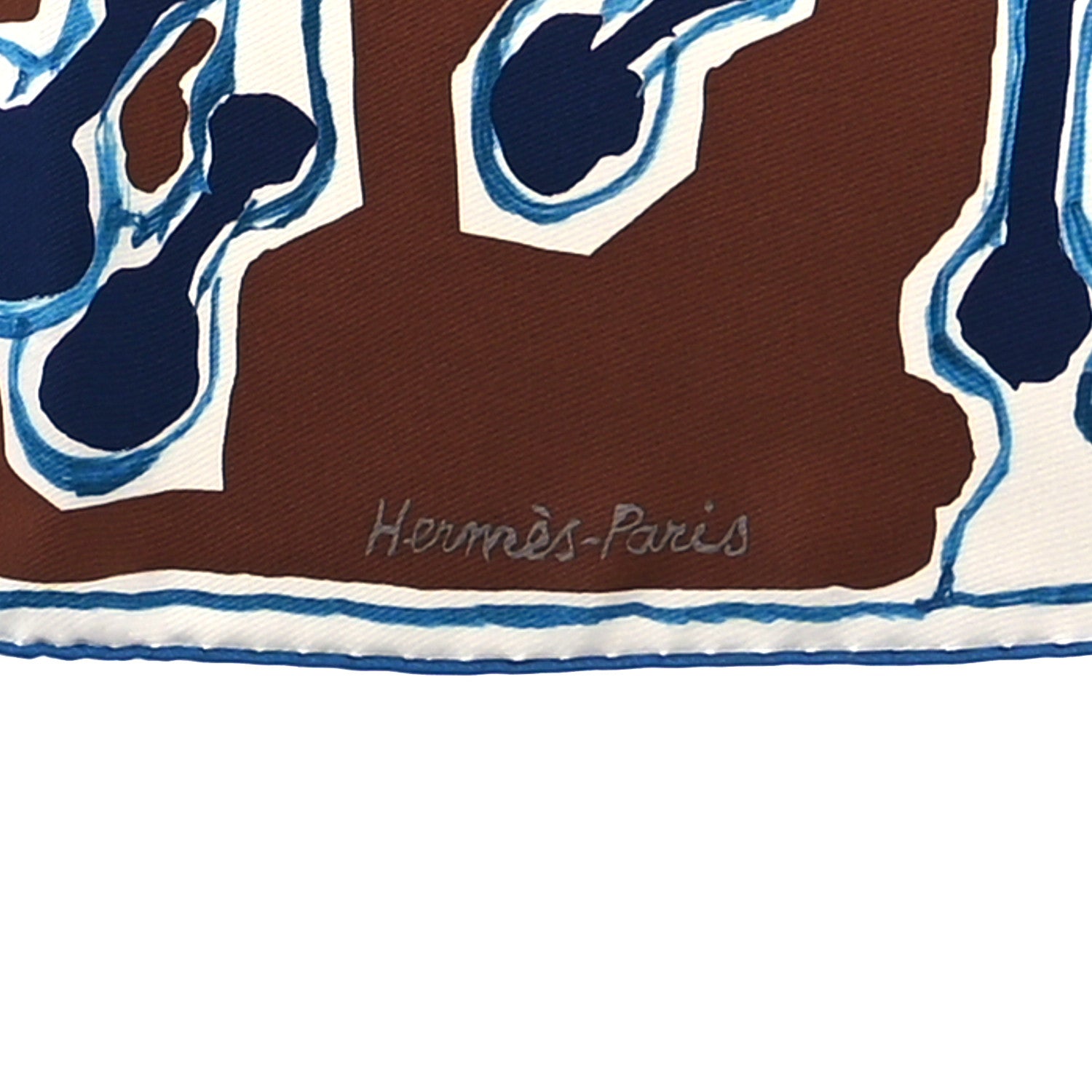 Hermes Silk La Danse des Chevaux Scarf 90 Marine Cobalt Marron 4 of 4