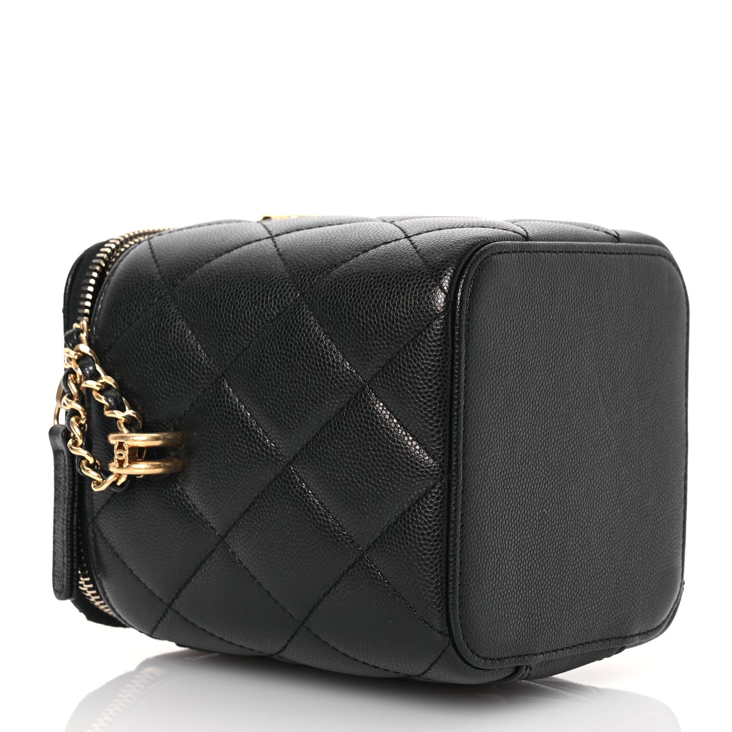 Caviar Quilted Small Vertical Vanity Case With Chain Black