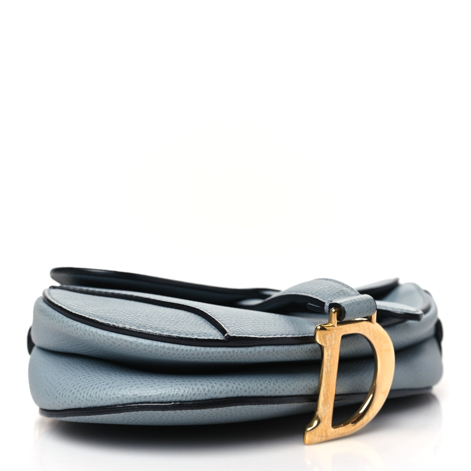 Christian Dior Grained Calfskin Saddle Bag Sky Blue 4 of 9