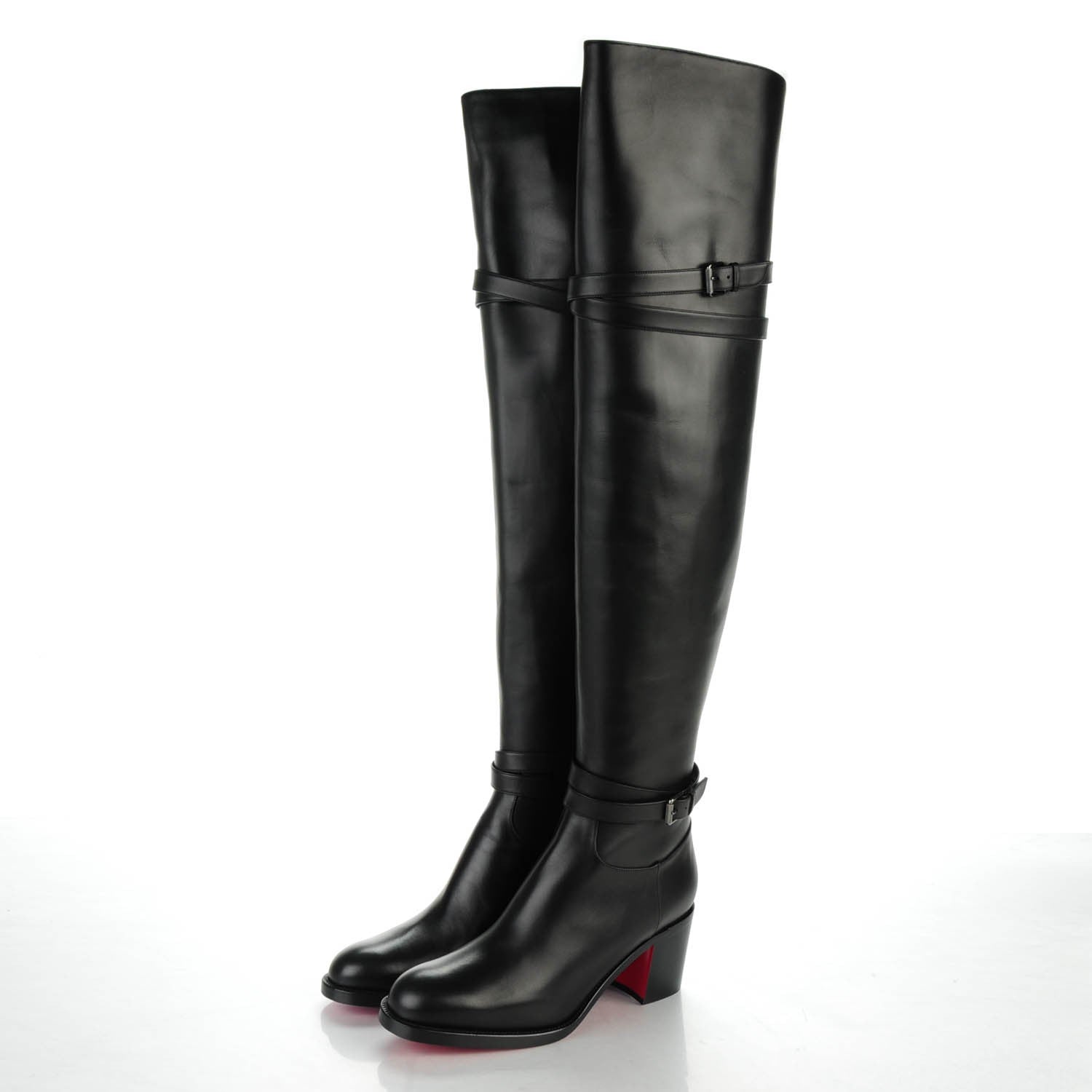 Christian Louboutin Calfskin Karialta 70 Over The Knee Boots 39.5 Black 4 of 8