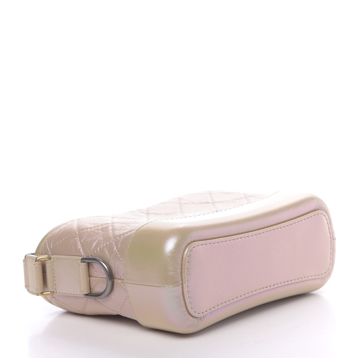 Iridescent Aged Calfskin Quilted Small Gabrielle Hobo Light Pink
