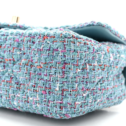 Chanel Tweed Quilted Mini Rectangular Flap Turquoise Purple White Red 10 of 12