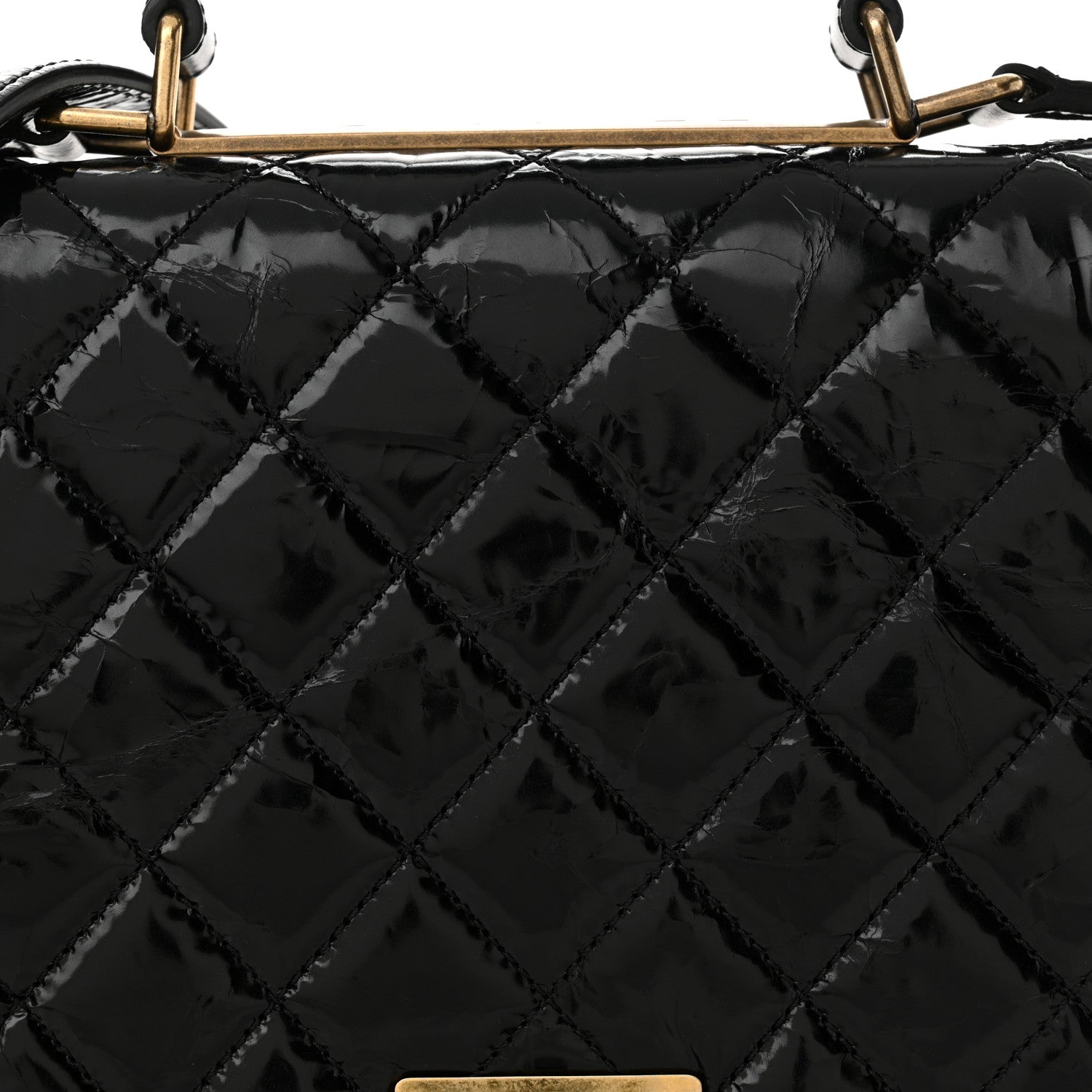 Chanel Glazed Calfskin Quilted Rita Top Handle Flap Black 8 of 16