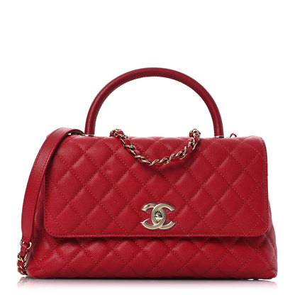 Chanel Caviar Quilted Small Coco Handle Flap Red 1 of 10