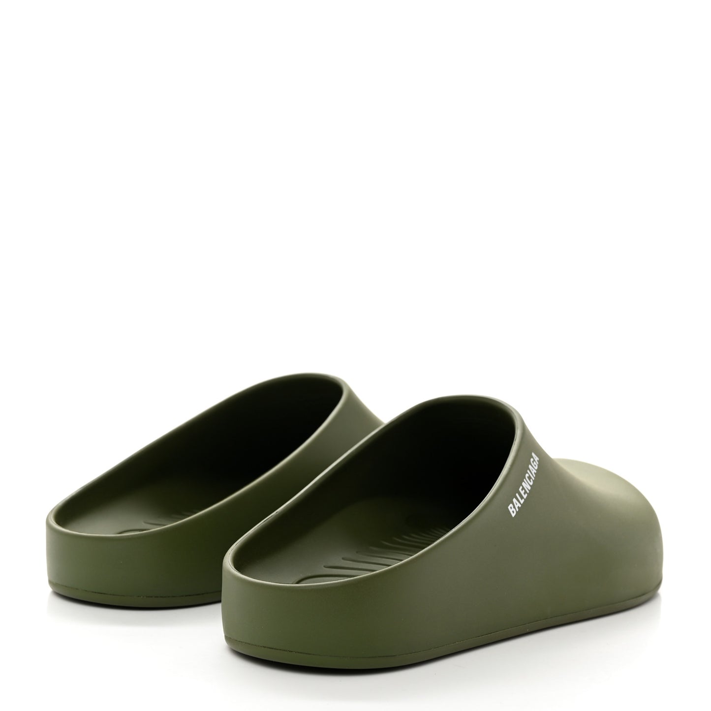 Rubber Logo Womens Pool Closed Slide Sandals 42 Kaki White