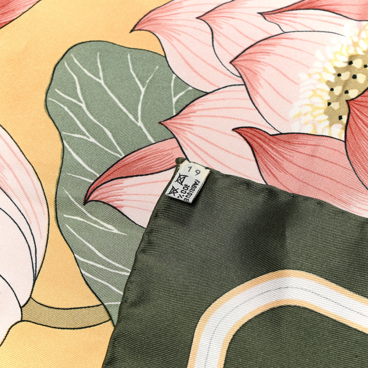 Hermes Silk Fleurs de Lotus Scarf 90 Green Pink 2 of 4
