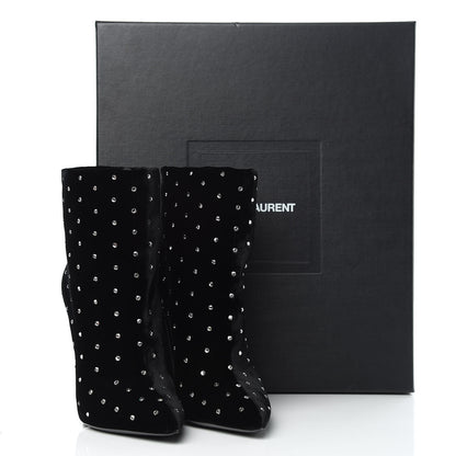 Saint Laurent Velluto Master Crystal Strass Freja 105 Ankle Booties 37.5 Black 8 of 8