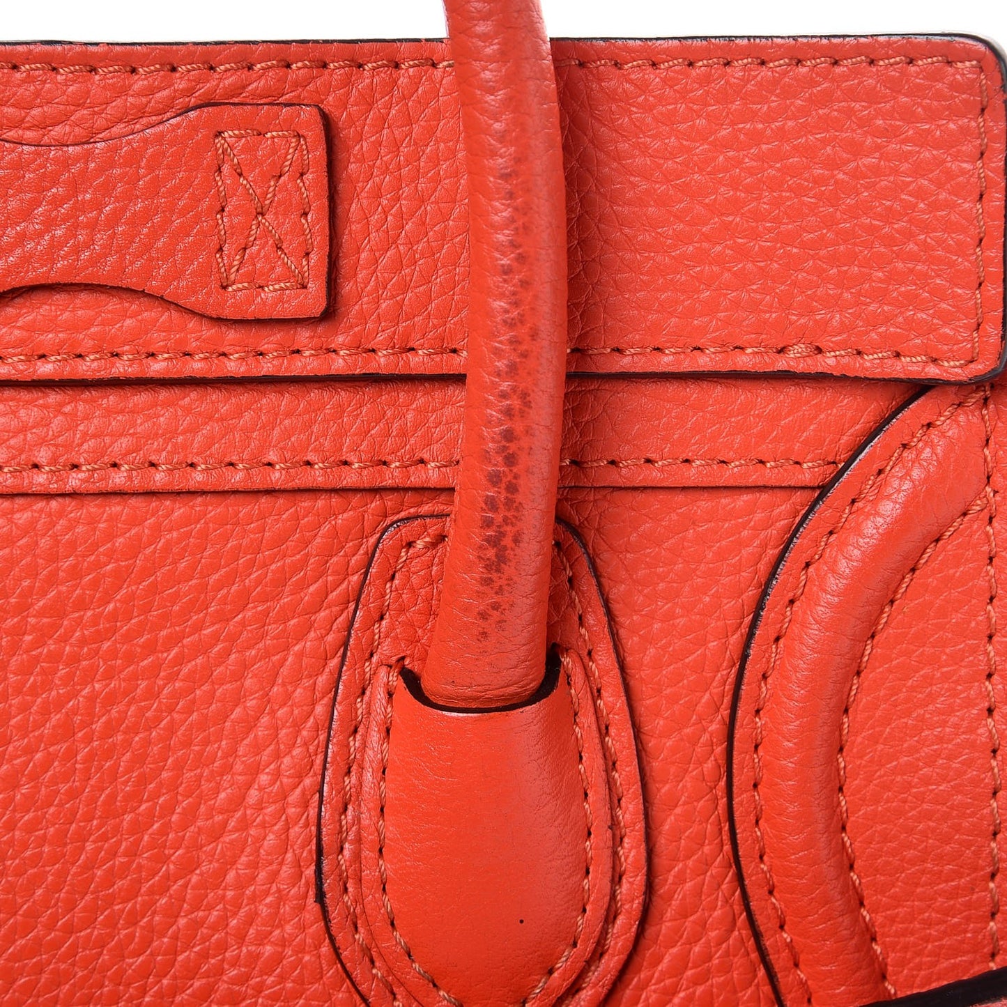 Drummed Calfskin Nano Luggage Vermillion