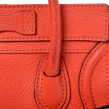 Celine Drummed Calfskin Nano Luggage Vermillion 9 of 9