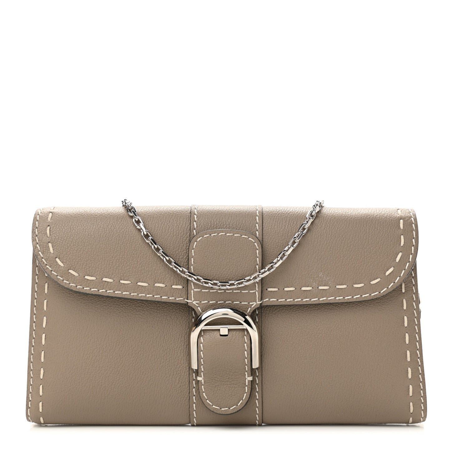 Rodeo Calfskin Surpique Brillant Wallet on Chain Tourterelle