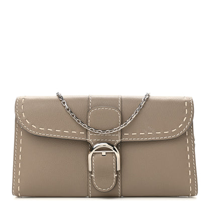 Delvaux Rodeo Calfskin Surpique Brillant Wallet on Chain Tourterelle 1 of 11