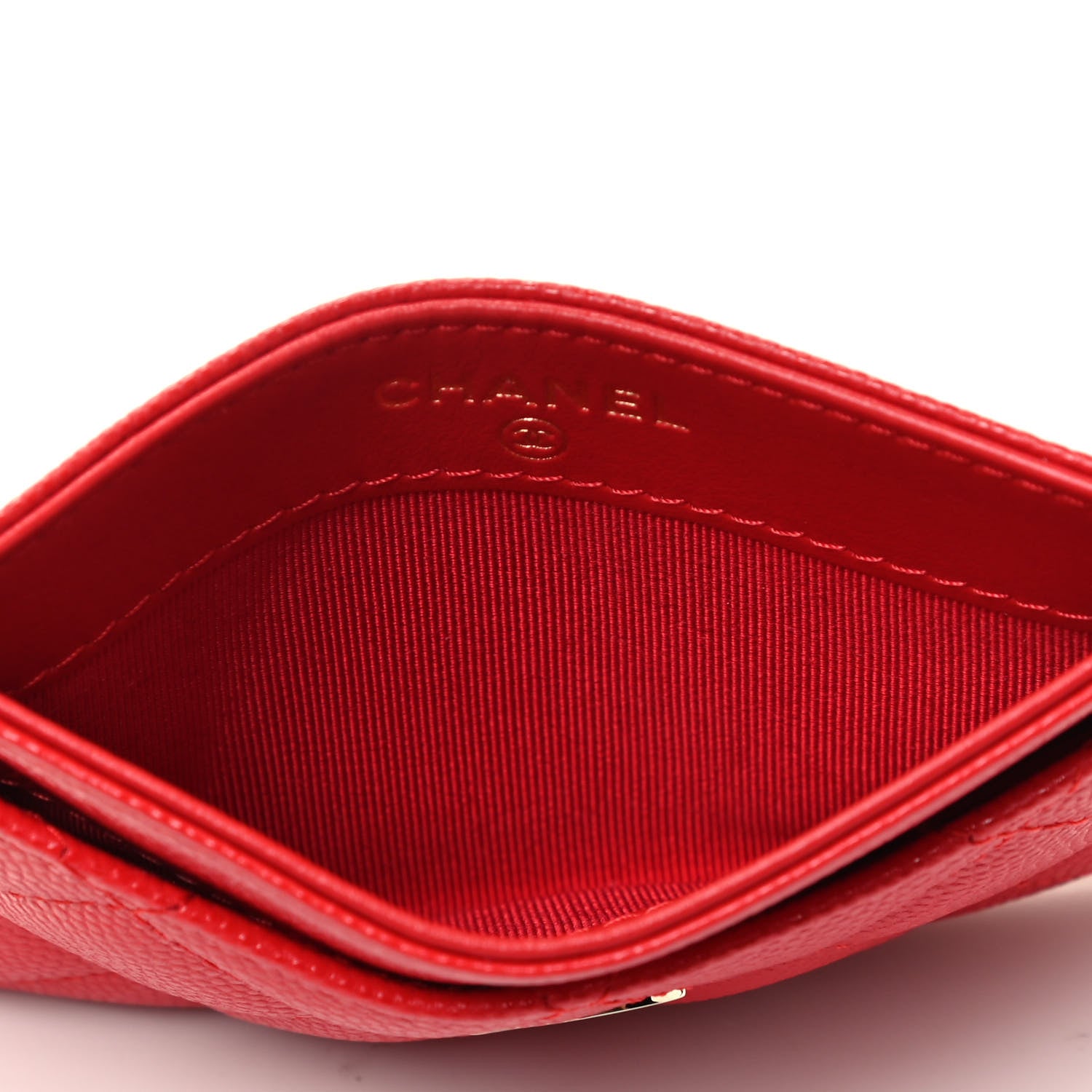 Chanel Caviar Quilted Card Holder Red 3 of 4