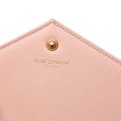 Saint Laurent Grain De Poudre Matelasse Chevron Monogram Chain Wallet Pale Pink 6 of 9