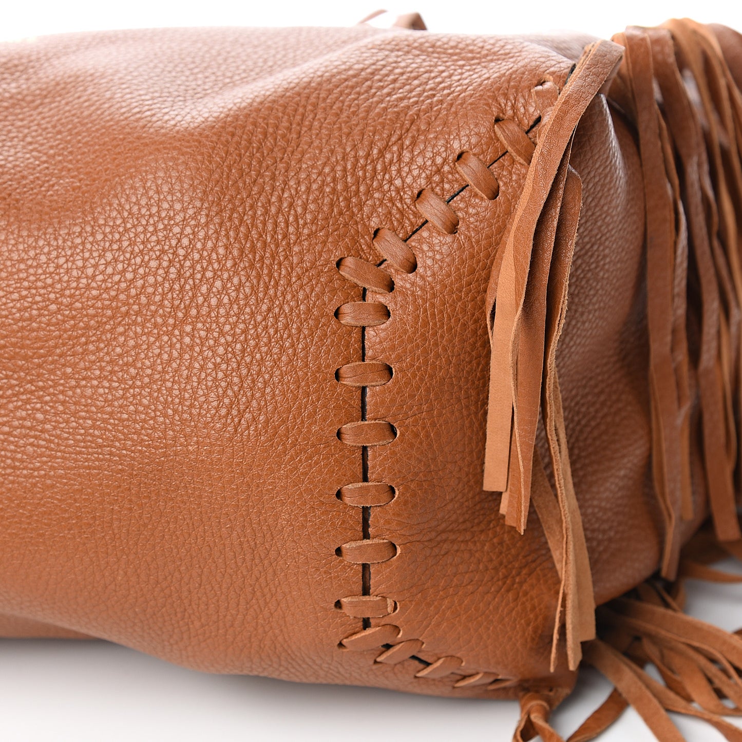 Grained Calfskin C-Rockee Fringe Tote Light Cuir