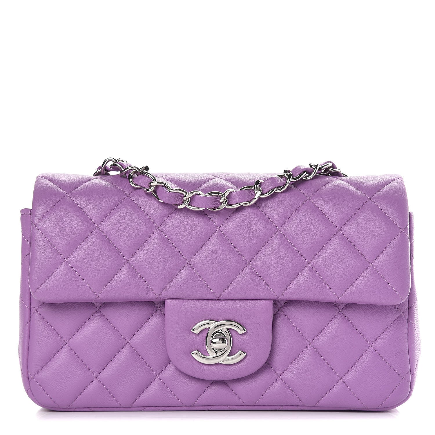 Chanel Lambskin Quilted Mini Rectangular Flap Purple 1 of 11