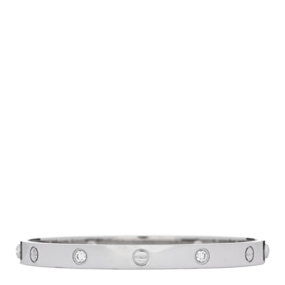 Cartier 18K White Gold 4 Diamond Love Bracelet 19 2 of 9