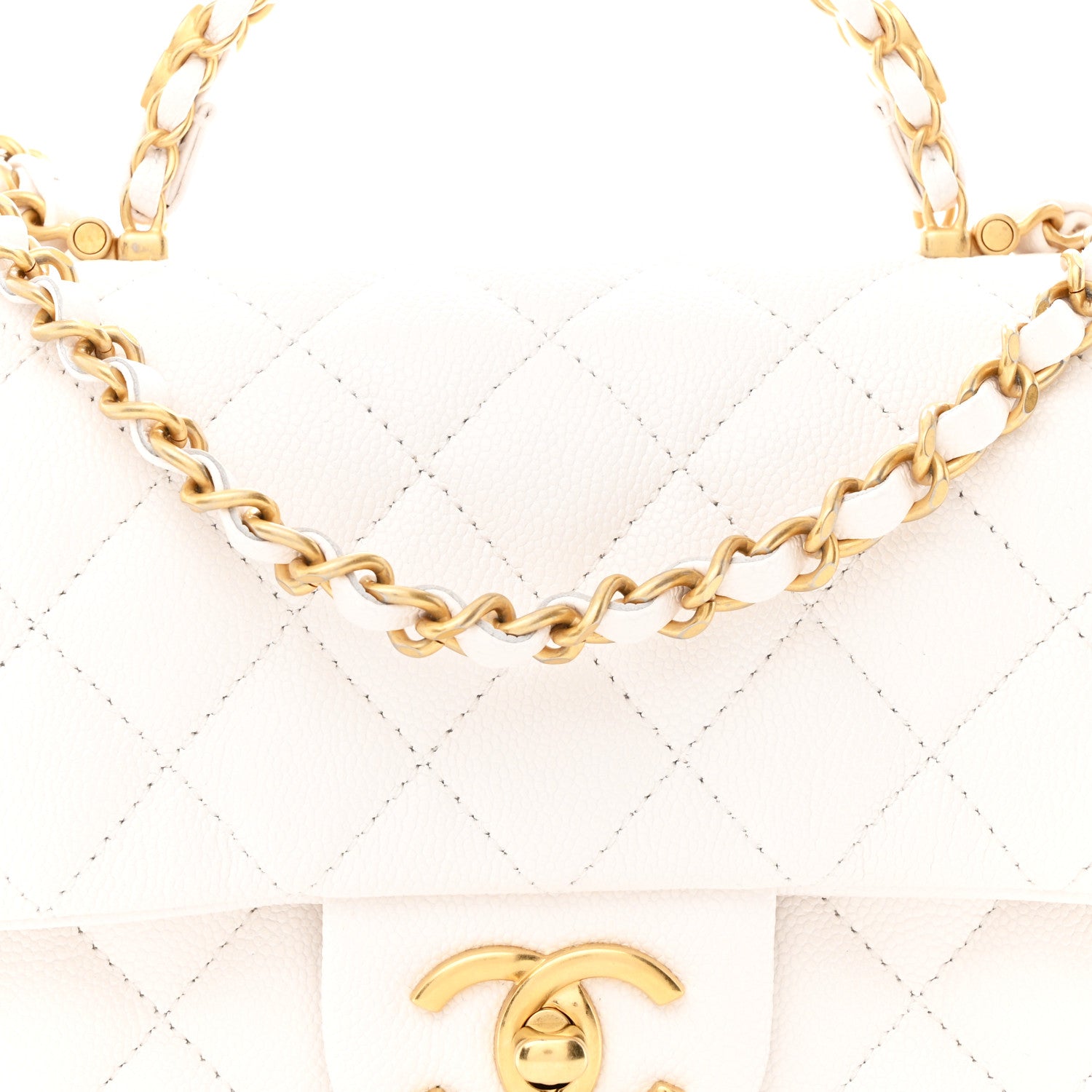 Chanel Caviar Quilted Small Handy CC Flap White 8 of 11