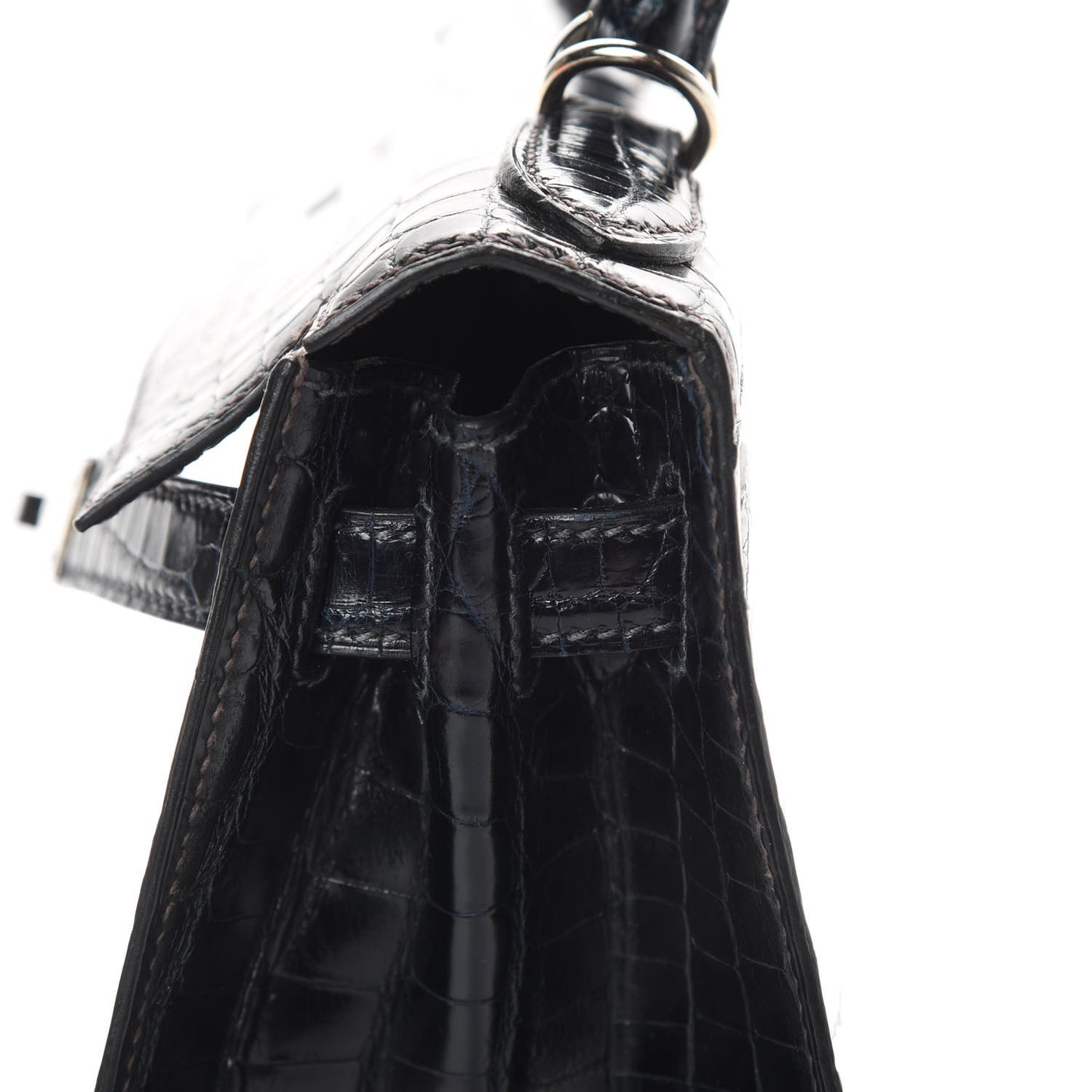 Shiny Niloticus Crocodile Kelly Sellier 28 Bleu Marine