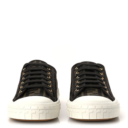 Fendi Fabric Jacquard Rubber FF Mens Domino Sneakers 42 Tabacco Black 3 of 10