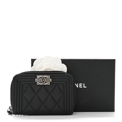 Chanel Caviar Quilted Boy Zip Around Coin Purse Wallet Black 8 of 8
