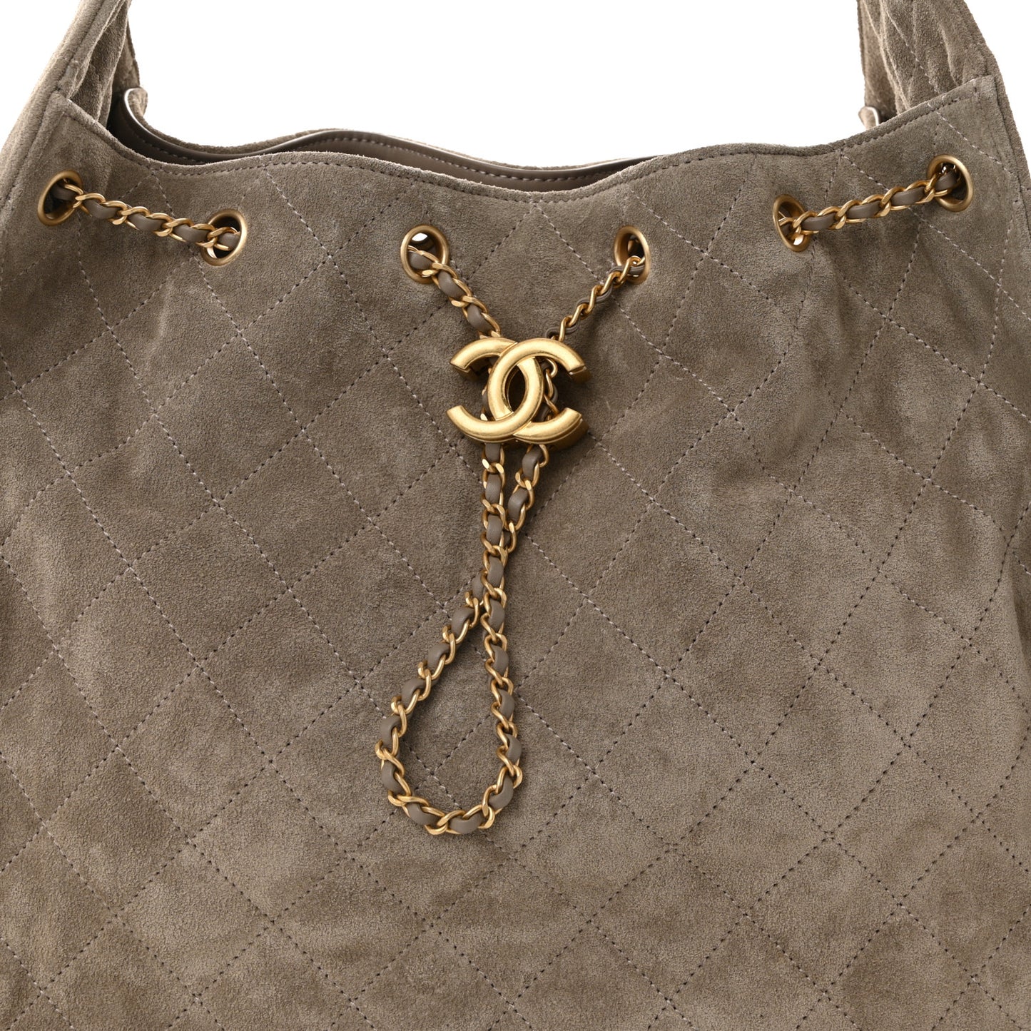 Suede Quilted Medium Chanel 25 Handbag Dark Grey