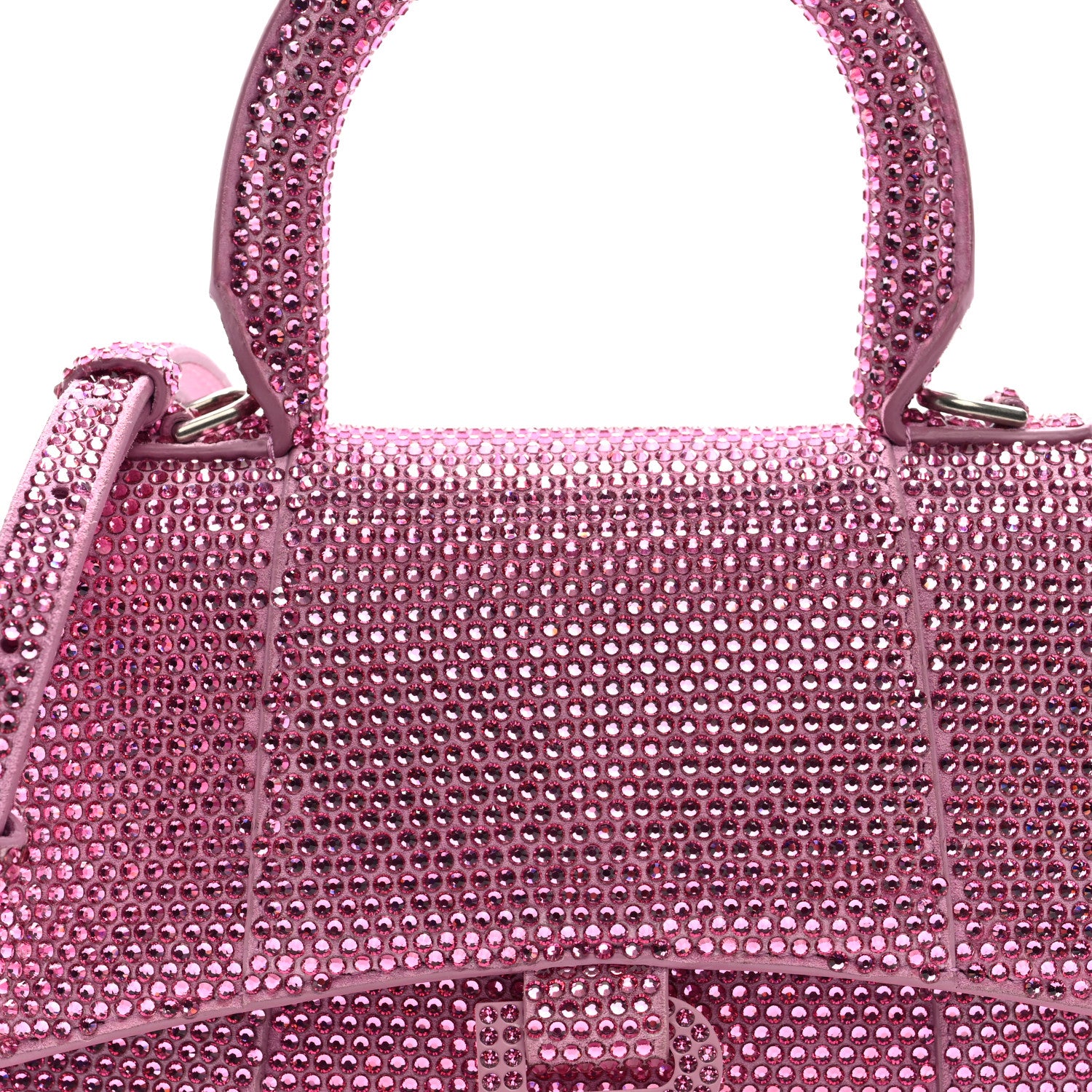 Balenciaga Strass Suede Hourglass Top Handle Bag XS Pink 7 of 9