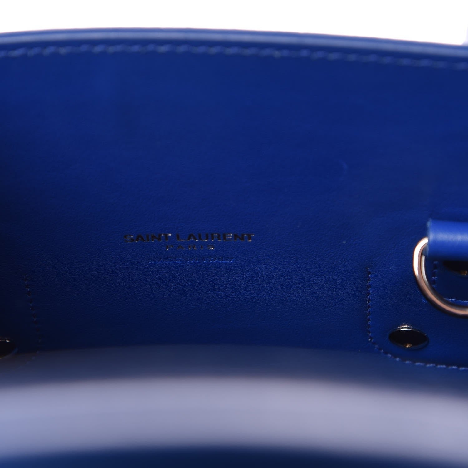 Saint Laurent Calfskin Crocodile Embossed Small Sac De Jour Royal Blue 6 of 7