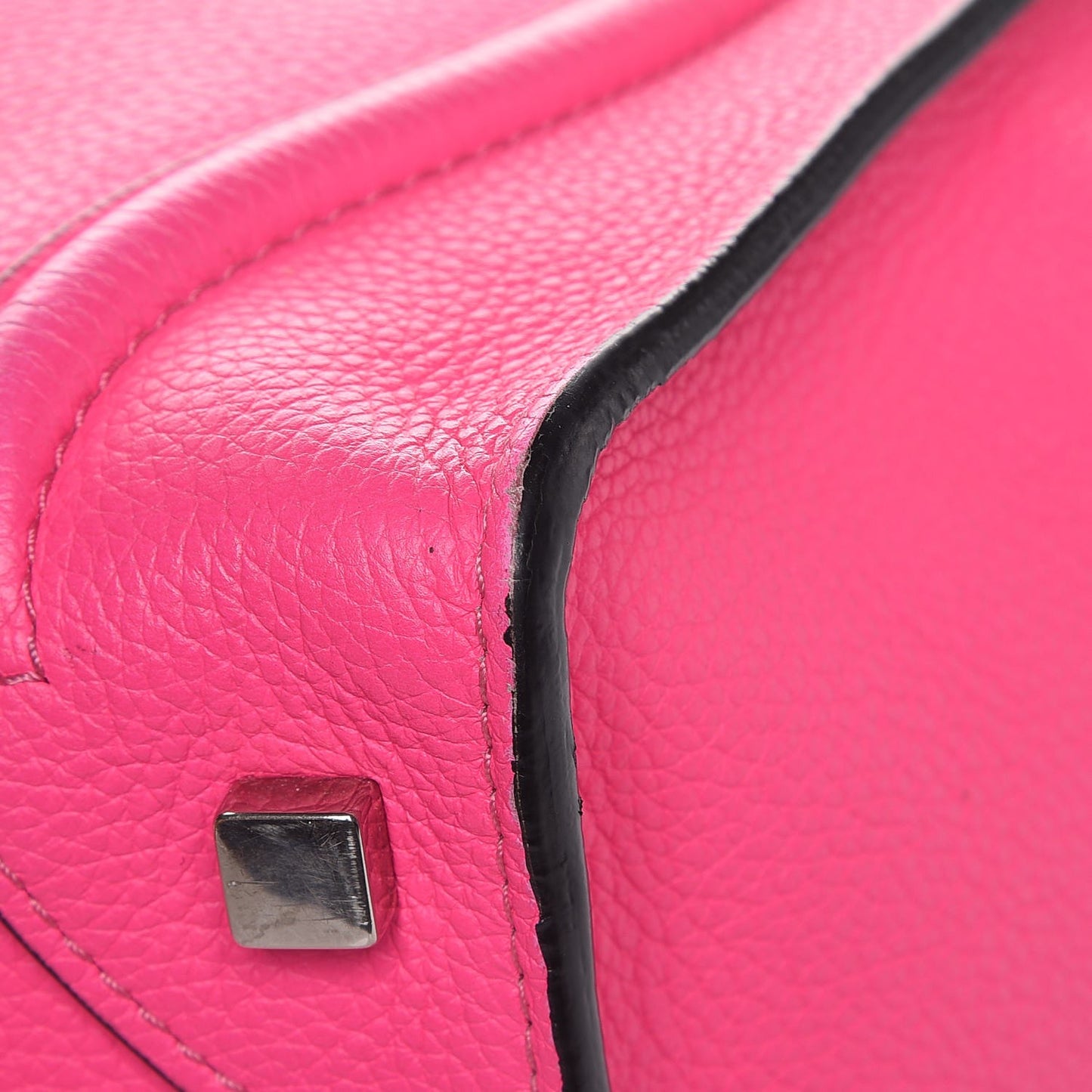 Drummed Calfskin Mini Luggage Fluo Pink
