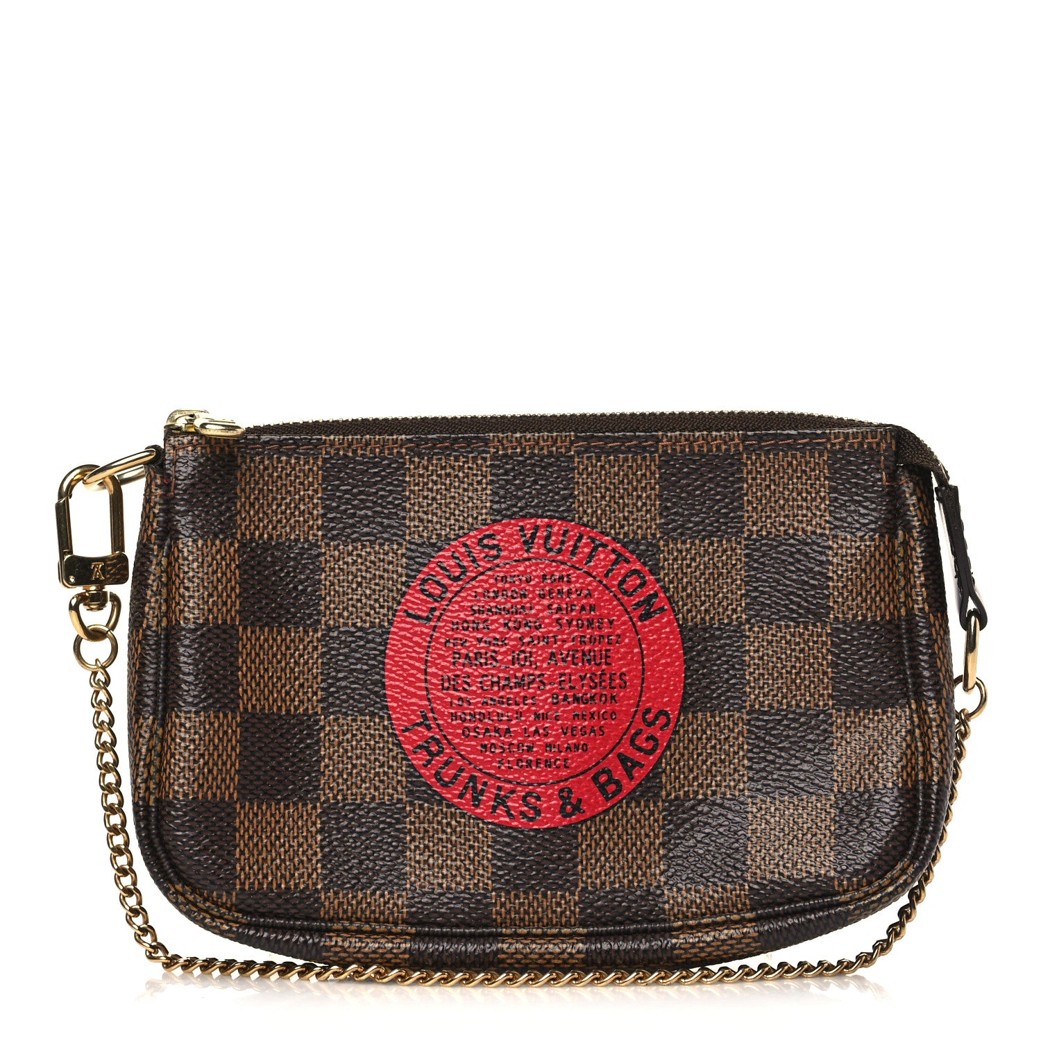 Louis Vuitton Damier Ebene Complice Trunks and Bags Mini Pochette Accessories Red 1 of 8