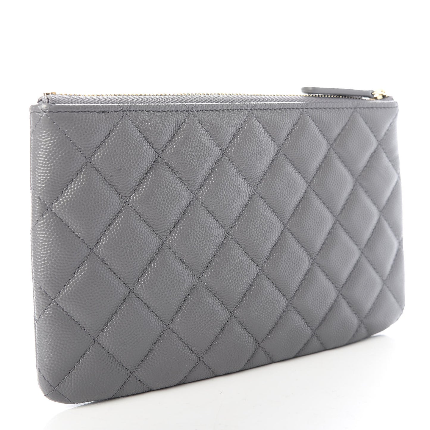 Caviar Quilted French New Wave Small CC Pouch Grey