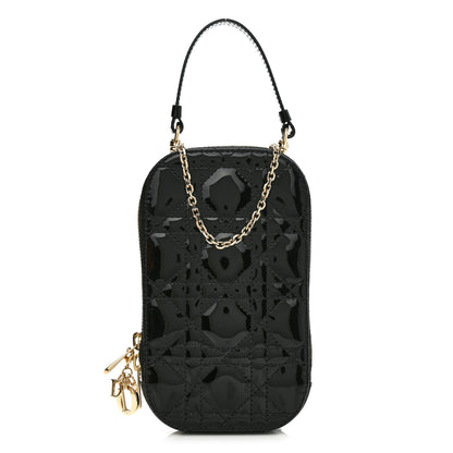 Christian Dior Patent Cannage Lady Dior Phone Holder Black 1 of 10