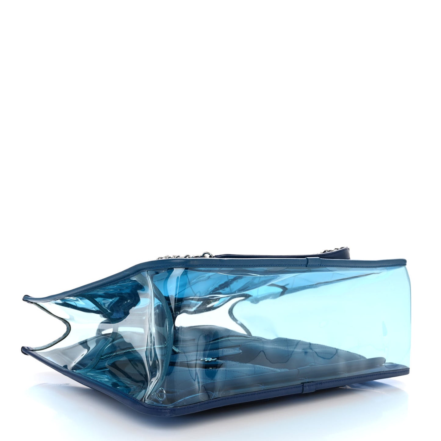 PVC Lambskin Stitched Medium Coco Splash Shopping Bag Blue