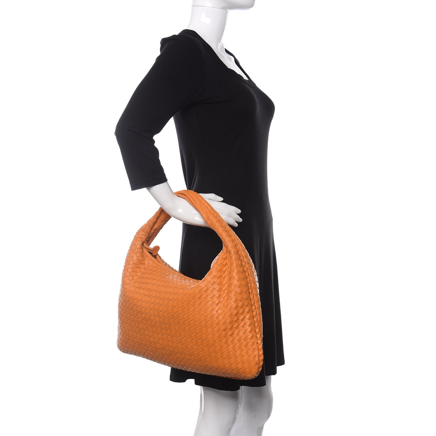 Nappa Intrecciato Large Veneta Hobo Orange