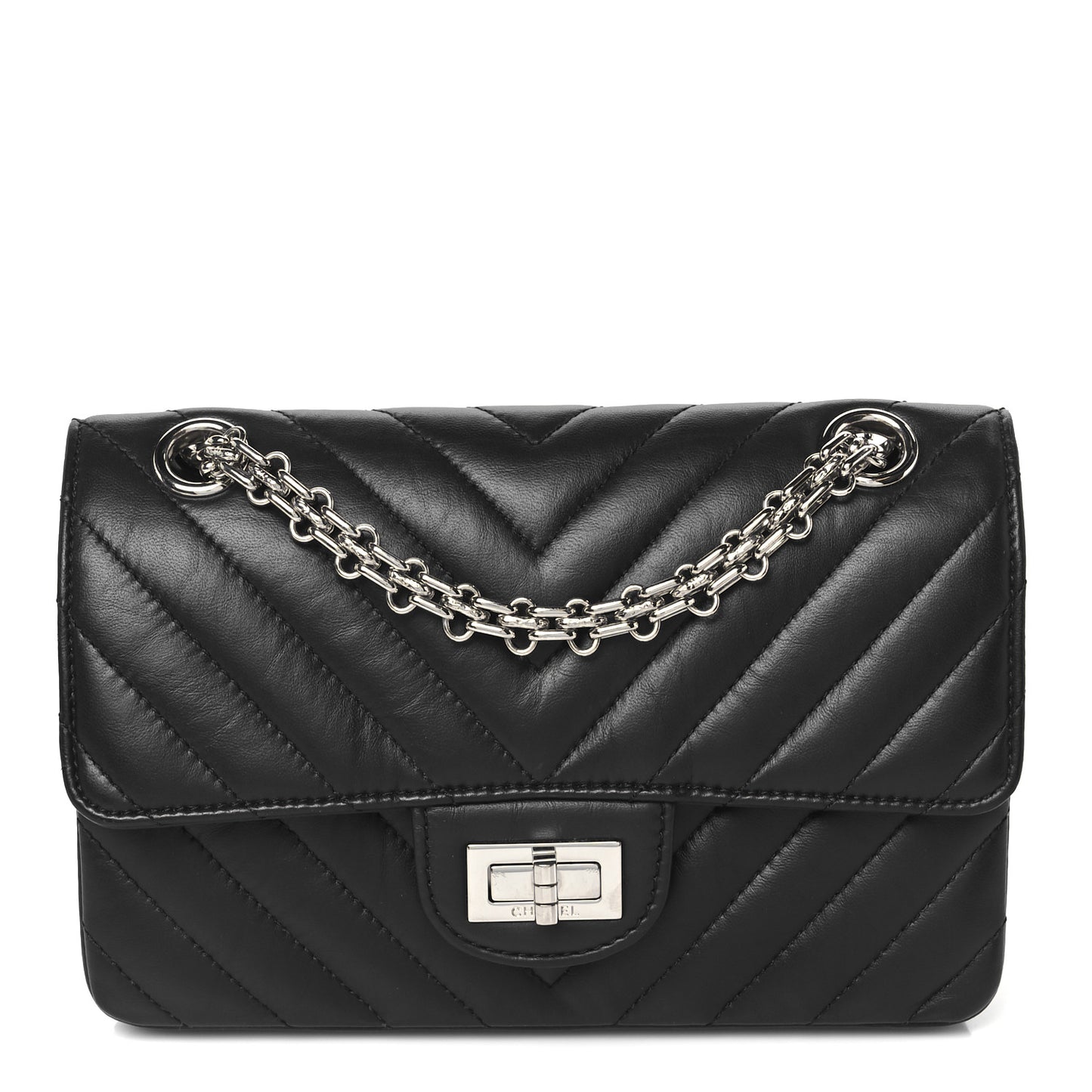 Aged Calfskin Chevron Quilted 2.55 Reissue Mini Flap Black