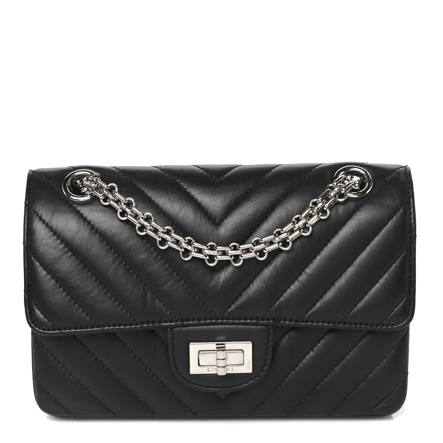 Chanel Aged Calfskin Chevron Quilted 2.55 Reissue Mini Flap Black 1 of 11