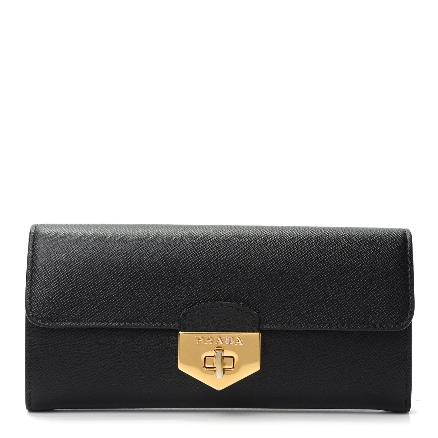 Saffiano Long Flap Wallet Black
