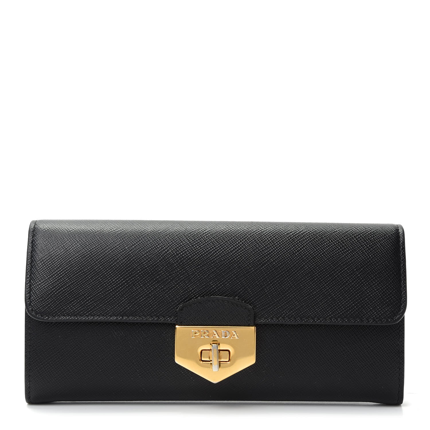 Prada Saffiano Long Flap Wallet Black 2 of 9