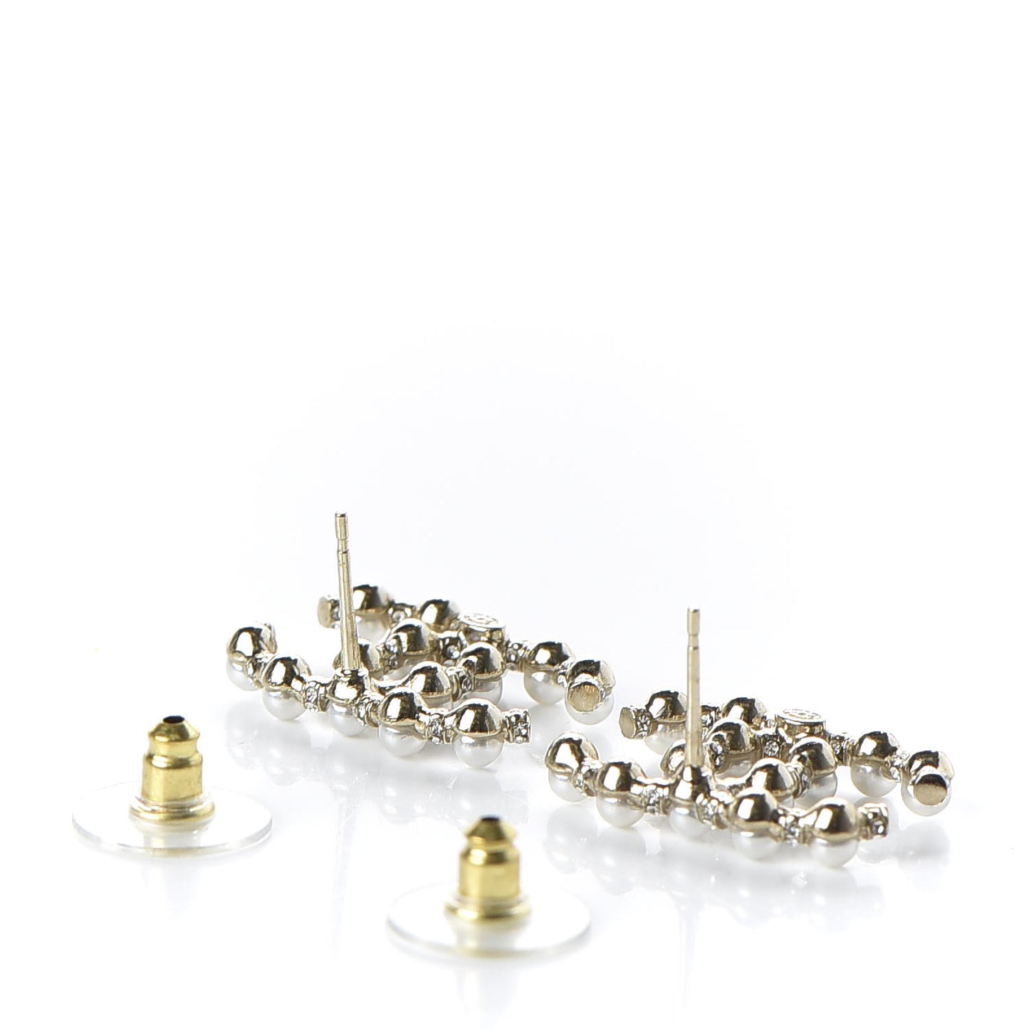 Pearl Crystal Nefertiti CC Earrings Gold