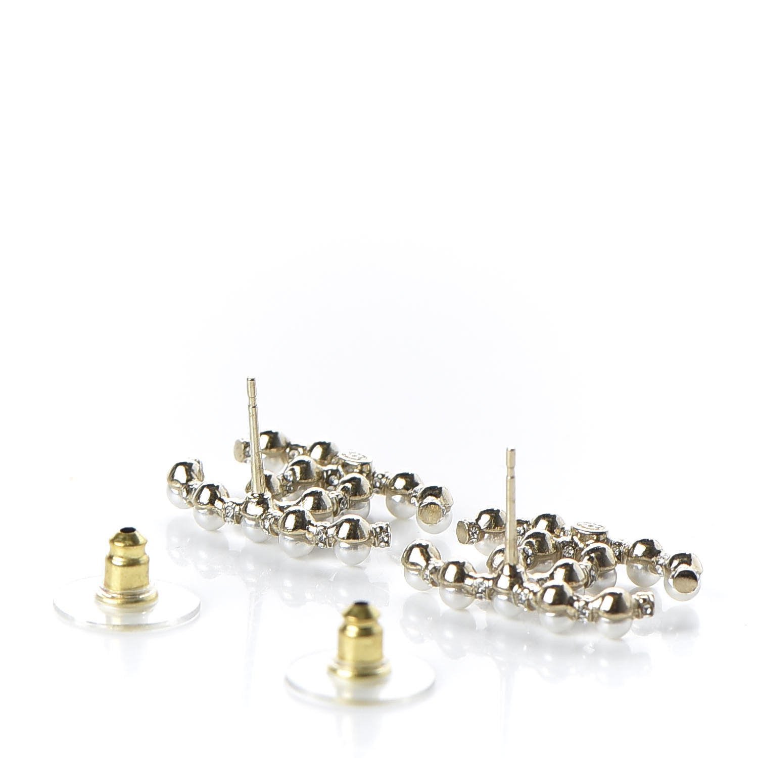 Chanel Pearl Crystal Nefertiti CC Earrings Gold 3 of 5